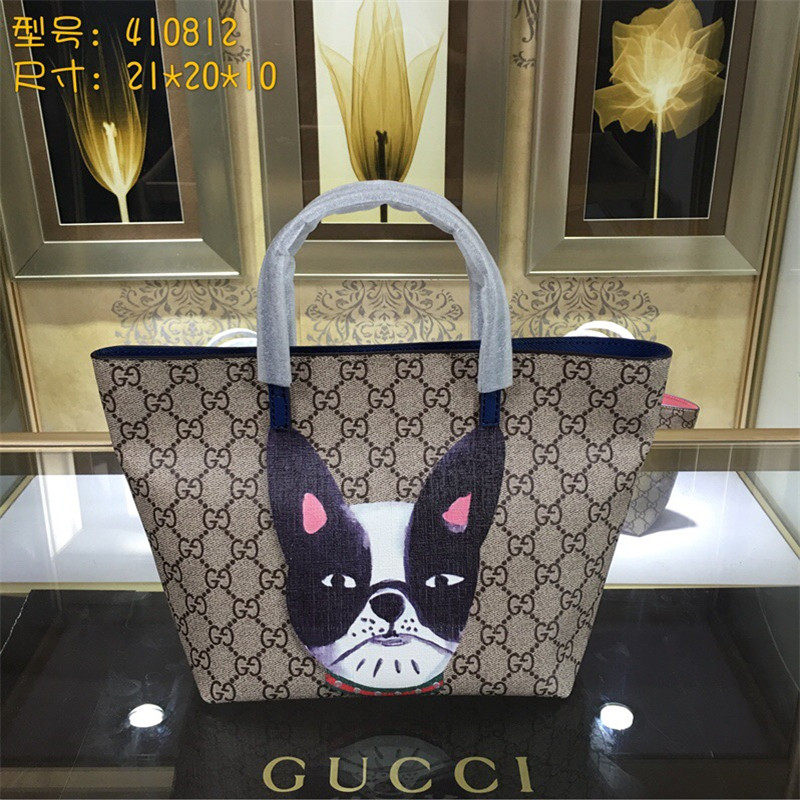 Gucci/古奇 卡通彩色LOGO印花双面儿童手提购物袋单肩女包410812