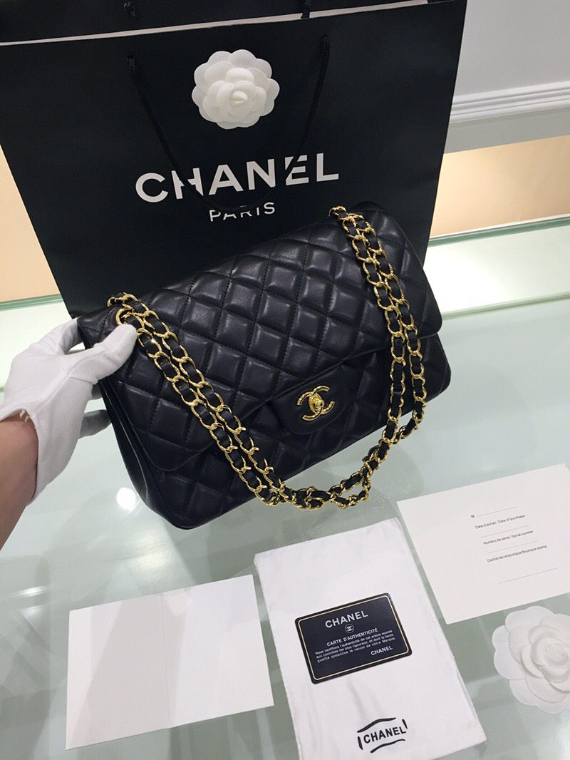 Chanel香奈儿经典CF25.5荔枝纹牛皮羊皮女菱格链条包