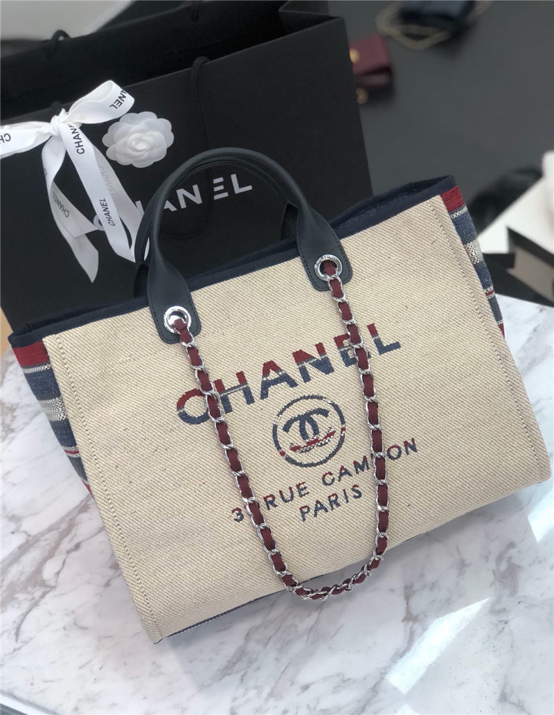 Chanel/香奈儿 新款logo字母沙滩包 购物袋 单肩手提链条包 女包