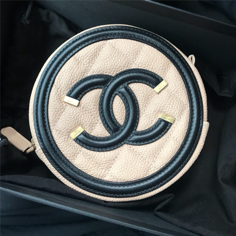 Chanel/香奈儿 双C logo小圆包圆饼链条单肩手拿包
