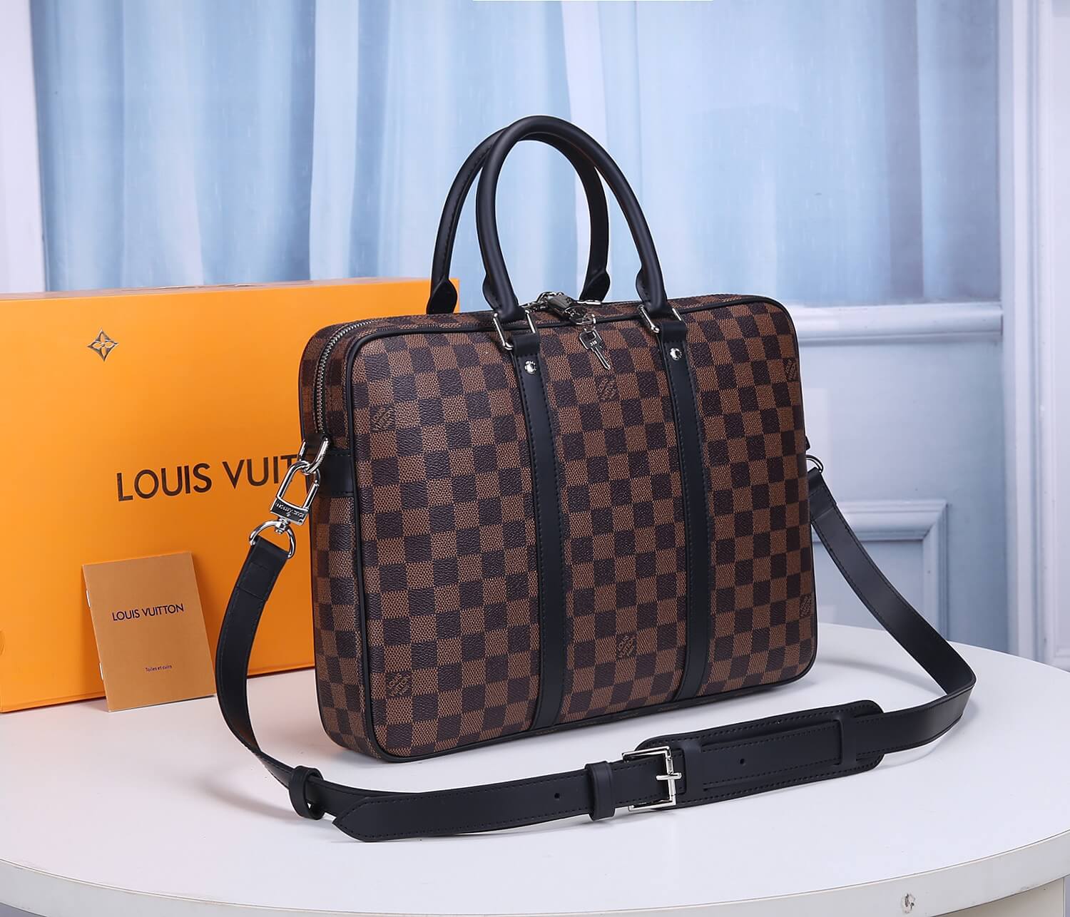 LOUIS VUITTON Porte Documents Voyage Damier Graphite Canvas Business Bag  N41478