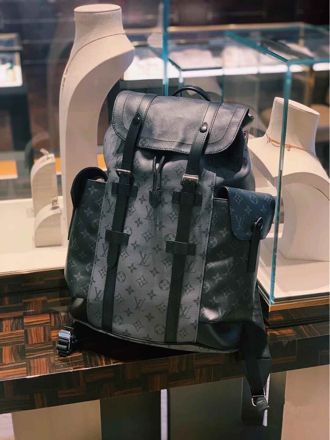 Louis Vuitton Monogram Eclipse Reverse Christopher Backpack Black Silver  860929